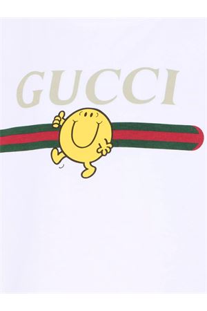 white logo print crew neck GUCCI KIDS | 575114XJHPS9320